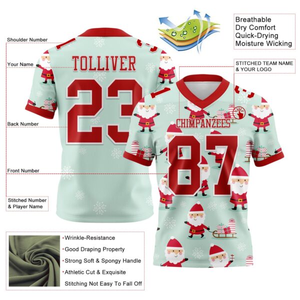 3DPattern7759-2 Custom Green Red-White 3D Pattern Christmas Authentic Football Jersey
