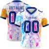 Custom White Royal 3D Pattern Watercolor Splash Authentic Football Jersey