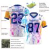 Custom White Royal 3D Pattern Watercolor Splash Authentic Football Jersey