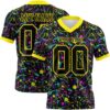 Custom Graffiti Pattern Black-Light Yellow 3D Pattern Splash Authentic Football Jersey