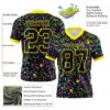 Custom Graffiti Pattern Black-Light Yellow 3D Pattern Splash Authentic Football Jersey
