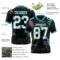 3DPattern7762-2 Custom Black White-Teal 3D Pattern Tropical Hawaii Palm Trees Authentic Football Jersey
