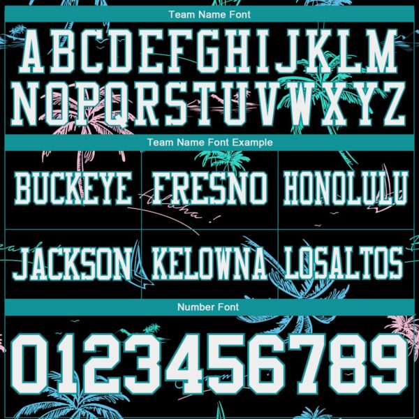 Custom Black White-Teal 3D Pattern Tropical Hawaii Palm Trees Authentic Football Jersey