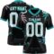 3DPattern7762 Custom Black White-Teal 3D Pattern Tropical Hawaii Palm Trees Authentic Football Jersey