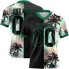 3DPattern7763 Custom Black Kelly Green 3D Pattern Tropical Hawaii Palm Leaves Authentic Football Jersey