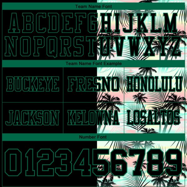 3DPattern7763-3 Custom Black Kelly Green 3D Pattern Tropical Hawaii Palm Leaves Authentic Football Jersey