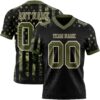 Custom Black Olive-Cream 3D Pattern American Flag Authentic Football Jersey