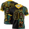 Custom Black Yellow 3D Pattern Bowling Authentic Football Jersey
