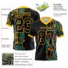 Custom Black Yellow 3D Pattern Bowling Authentic Football Jersey