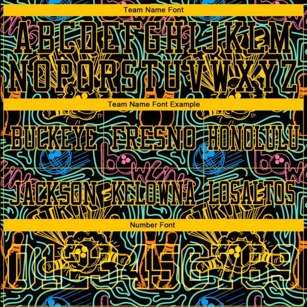 Custom Black Yellow 3D Pattern Bowling Authentic Football Jersey