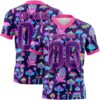 Custom Purple Pink 3D Pattern Colorful Flowers And Mushrooms Psychedelic Hallucination Authentic Football Jersey