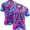 Custom Graffiti Pattern Purple-White 3D Pattern Splash Authentic Football Jersey