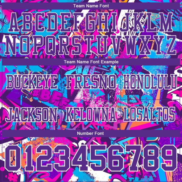 Custom Graffiti Pattern Purple-White 3D Pattern Splash Authentic Football Jersey