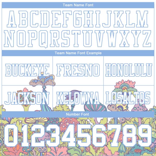 Custom White Light Blue 3D Pattern Colorful Flowers And Mushrooms Psychedelic Hallucination Authentic Football Jersey