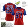 3DPattern7771-2 Custom Red Royal-White 3D Pattern Spider Web Authentic Football Jersey