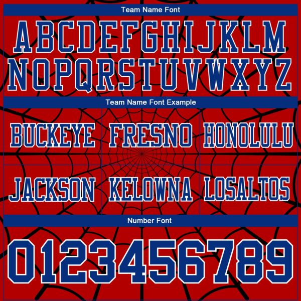 3DPattern7771-3 Custom Red Royal-White 3D Pattern Spider Web Authentic Football Jersey