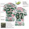 Custom Medium Pink Kelly Green 3D Pattern Hawaii Palm Leaves And Flowers Authentic Football Jersey