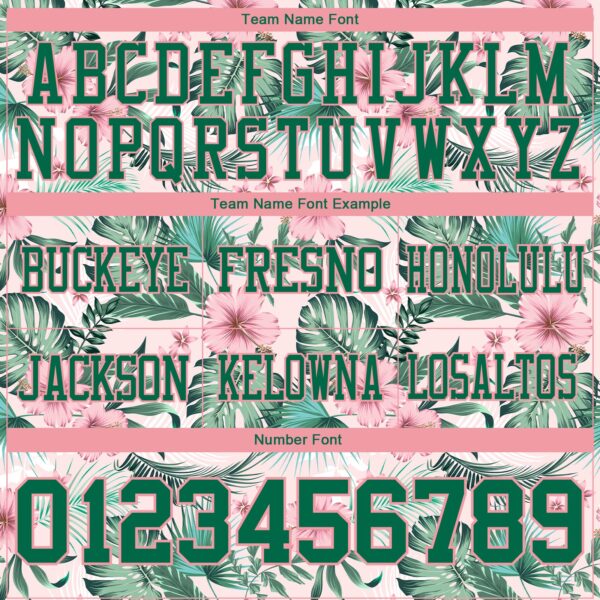 Custom Medium Pink Kelly Green 3D Pattern Hawaii Palm Leaves And Flowers Authentic Football Jersey