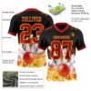 Custom Black Red-Yellow 3D Pattern Flame Bowling Authentic Football Jersey