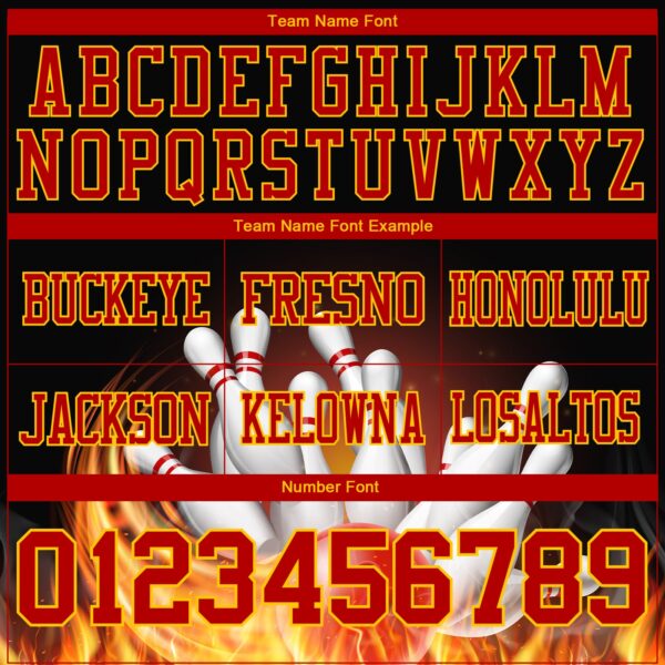 Custom Black Red-Yellow 3D Pattern Flame Bowling Authentic Football Jersey