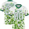 Custom White Kelly Green 3D Pattern St. Patrick's Day Authentic Football Jersey