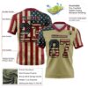 Custom Cream Vintage USA Flag Crimson-Black 3D Pattern Authentic Football Jersey