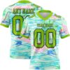 Custom Lakes Blue Neon Green-Navy 3D Pattern Beach Hawaii Palm Trees And Flamingo Authentic Football Jersey
