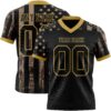 Custom Black Old Gold 3D Pattern American Flag Authentic Football Jersey