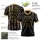 3DPattern7778-2 Custom Black Old Gold 3D Pattern American Flag Authentic Football Jersey