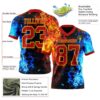 3DPattern7781-2 Custom Red Gold 3D Pattern Flame Authentic Football Jersey