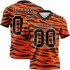Custom Orange Black-Cream 3D Pattern Tiger Print Authentic Football Jersey