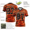 Custom Orange Black-Cream 3D Pattern Tiger Print Authentic Football Jersey