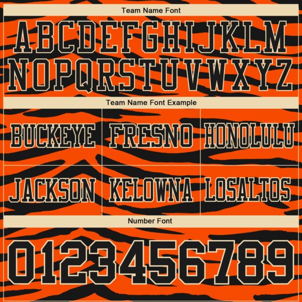 Custom Orange Black-Cream 3D Pattern Tiger Print Authentic Football Jersey