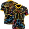 Custom Black Yellow 3D Pattern Bowling Authentic Football Jersey