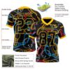 Custom Black Yellow 3D Pattern Bowling Authentic Football Jersey