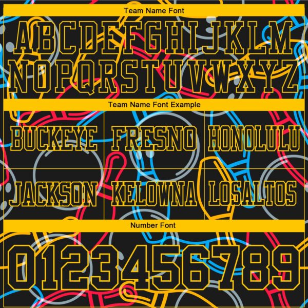 Custom Black Yellow 3D Pattern Bowling Authentic Football Jersey