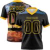 Custom Black Yellow 3D Pattern Tropical Hawaii Palm Trees Authentic Football Jersey