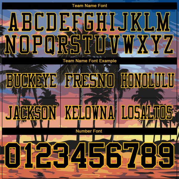 Custom Black Yellow 3D Pattern Tropical Hawaii Palm Trees Authentic Football Jersey