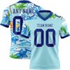 3DPattern7786 Custom Ice Blue Royal-White 3D Pattern Beach Hawaii Palm Trees And Flowers Authentic Football Jersey