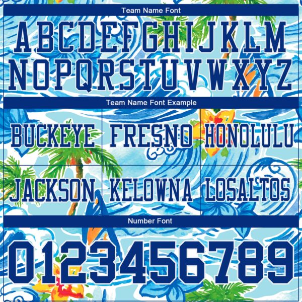 3DPattern7786-3 Custom Ice Blue Royal-White 3D Pattern Beach Hawaii Palm Trees And Flowers Authentic Football Jersey