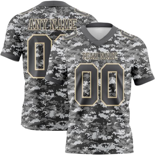 Custom Camo Steel Gray-Cream 3D Pattern Salute To Service Authentic Football Jersey