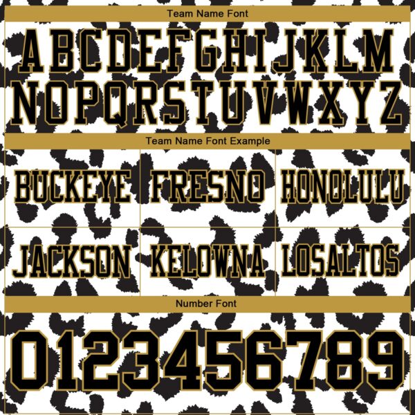 Custom White Black-Old Gold 3D Pattern Leopard Print Authentic Football Jersey