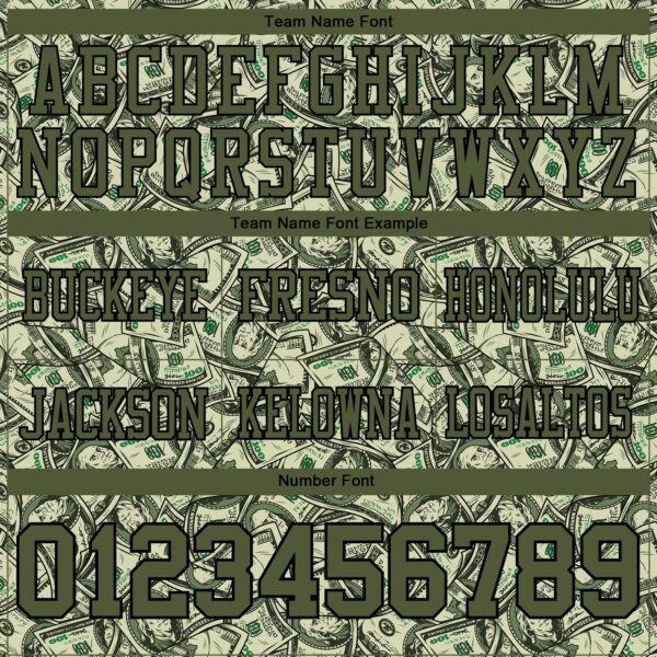 Custom Green Olive-Black 3D Pattern Dollar Authentic Football Jersey
