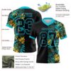Custom Black Lakes Blue 3D Pattern Beach Tropical Hawaii Palm Leaves Authentic Football Jersey