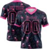 Custom Black Pink 3D Pattern Flamingo Authentic Football Jersey