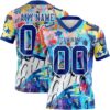 Custom Graffiti Pattern Royal-White 3D Pattern Authentic Football Jersey