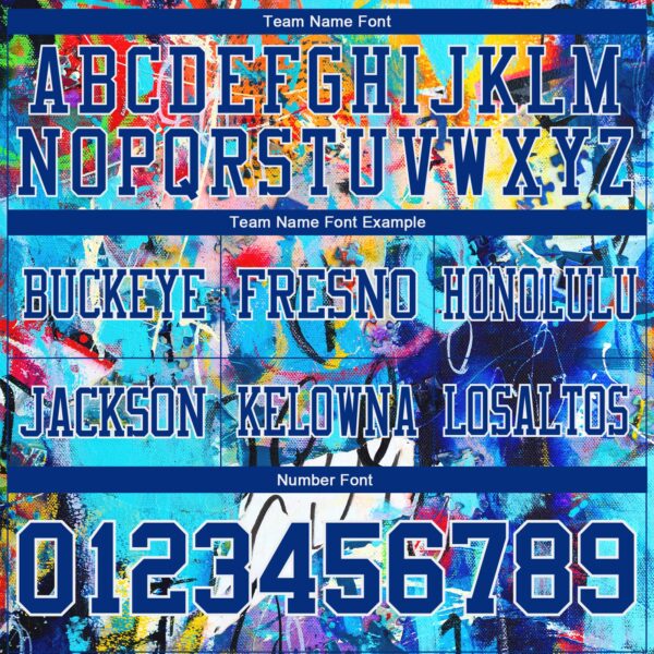 Custom Graffiti Pattern Royal-White 3D Pattern Authentic Football Jersey