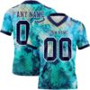 Custom Tie Dye Navy-White 3D Pattern Authentic Football Jersey
