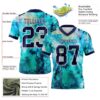 Custom Tie Dye Navy-White 3D Pattern Authentic Football Jersey