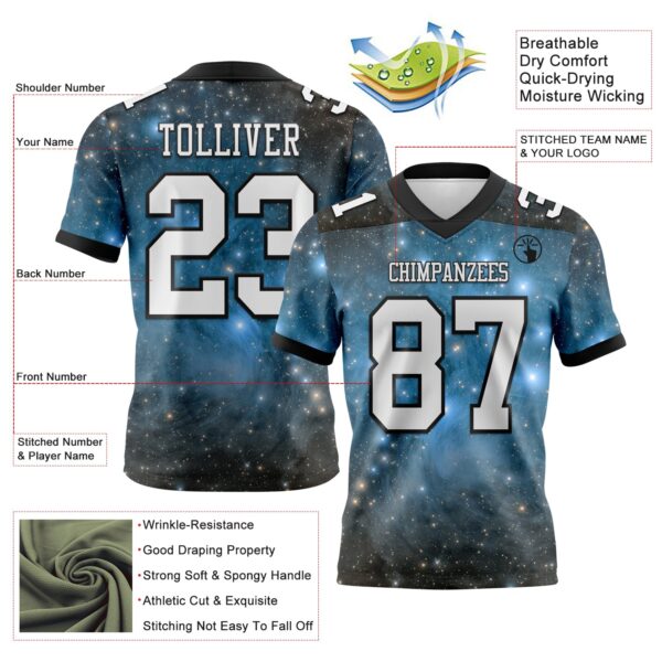 Custom Tie Dye White-Black 3D Pattern Abstract Trendy Holographic Vaporwave Style Authentic Football Jersey